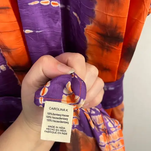 New CAROLINA K. Tie Dye Orange Valerie Kaftan SIZE LARGE purple
