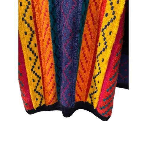 Vintage 80's Kitty Hawk By Vivian Wang Size Medium Wool Blend Colorful Sweater Blue