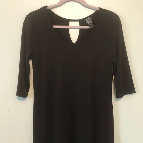 Clara Sun Woo Dress Black 3/4 Sleeve Swing Dress w/ Keyhole Back Sz XS EUC LBD