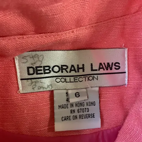 Vintage Deborah Laws Linen Blend Outfit Pink Size 6