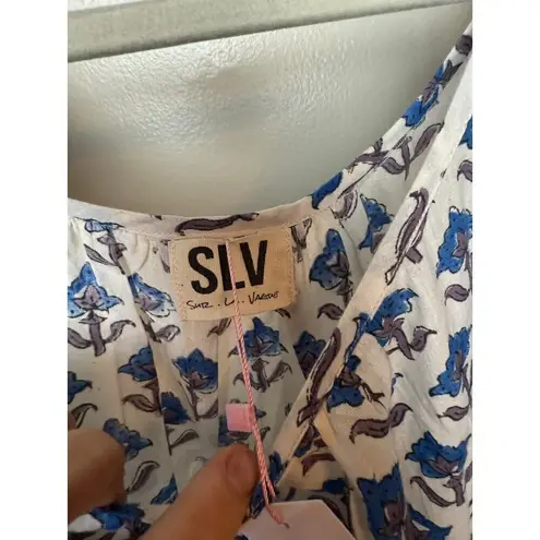 St. Bernard Sur La Vague Block Print Maxi Dress NWT O/S Blue Size M