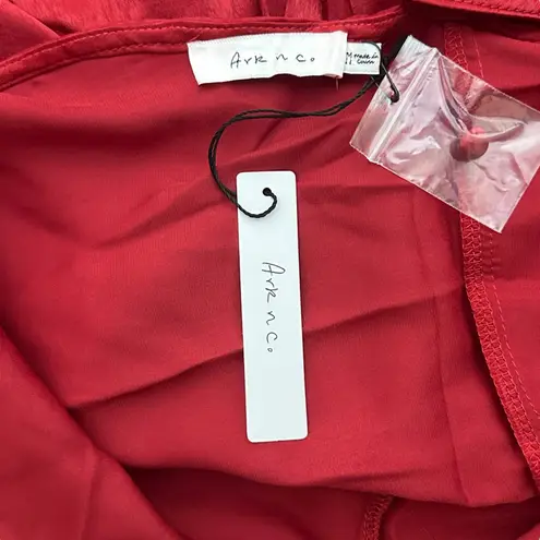 Ark & Co. NWT Satin Romper Womens M Red Wrap V-Neck Long Sleeve Holiday Event