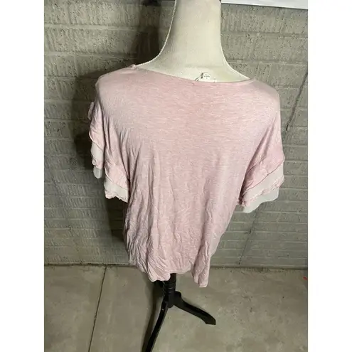 GoJane Jane And Delancey Light pink Flutter Sleeve Short Sleeve Top Size Large