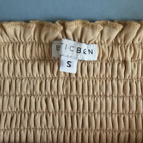 Baltic Born Vivaldi Smocked French Gold Velvet Puff Sleeve Midi Dress