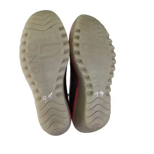 Fly London Yoko Wedge Platform Shoes Womens 39 8-8.5 Black Beige Leather Comfort