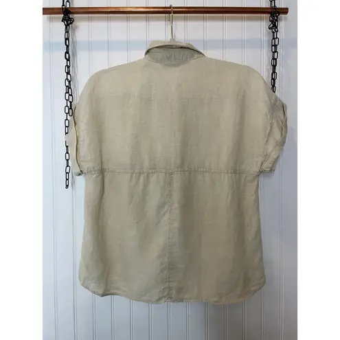ZARA  Beige Short Sleeve Button-Down Shirt & Pullover Sweater Womens Bundle S