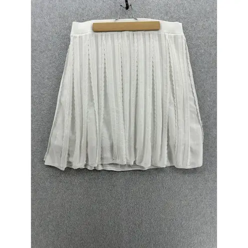 EXPRESS  Women's Pull On Skirt Solid White Size XL Lined Pleated Circle Scalloped