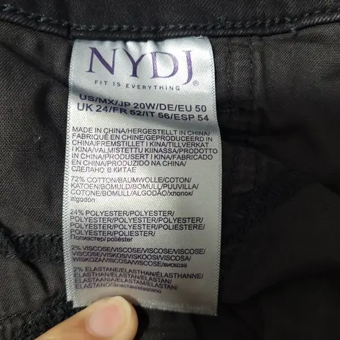 NYDJ Trinity Jeans Womens Black Denim Wide Leg Ankle Frayed Hem Size 20