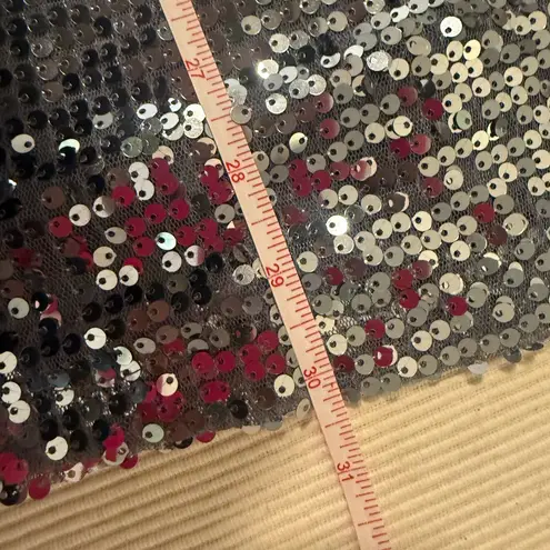 BKE Boutique Silver Sequin Mini Dress Short Sleeve Party Cocktail Size M