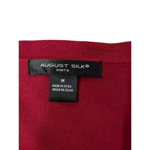 August Silk Red Silk Blend Peplum Sweater Womens M V-Neck Knit Top