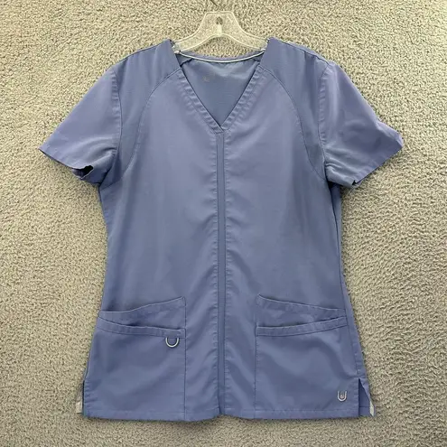 Urbane Performance Scrub Top 4 Pocket Blue Women's Small Blue