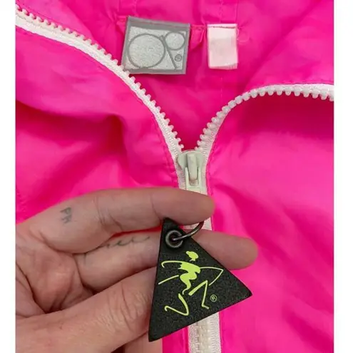 Ocean Pacific Vintage OP Hot Pink/Orange Windbreaker 3/4 Zip Jacket SZ Junior's M