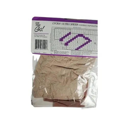 Set Of 2 On The Go! Lycra Ultra Sheer Pantyhose Size 1 Control Top Nude Made USA