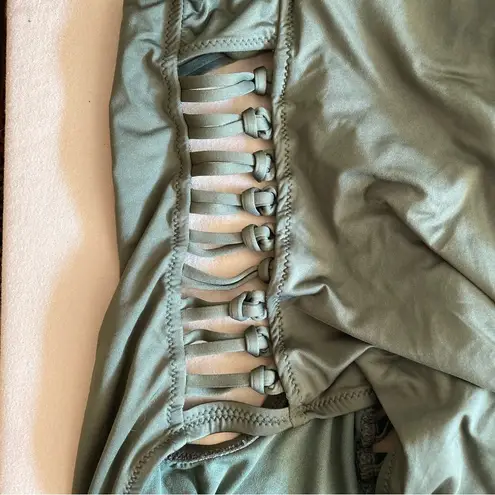 Shade & Shore  Olive Green One Piece Swimsuit w/ Side Cut Outs Size M