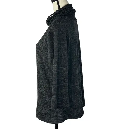 Ny Collection 2X-Large Sweater Cowl Neck Face Covering 3/4 Sleeve Black Marled