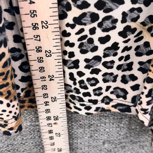 Clara Sun Woo Womens Blouse Size 1X Leopard Y2K Tunic Stretchy Knit Oversized Black