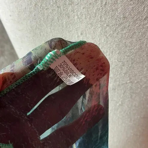 Abstract Print Infinity Scarf Viscose Silk Blend Lightweight Sheer Women