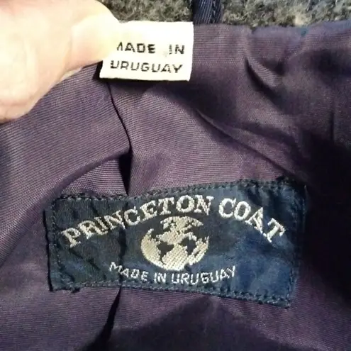 Vintage Princeton Coat Wool Suede Hooded Coat Woman's 7/8 Striped Button Lined Blue Size undefined