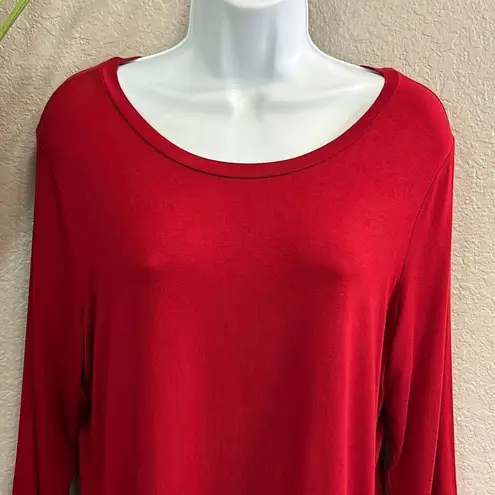 Dress Barn #424  Deep, red, long sleeve lacy, top size large