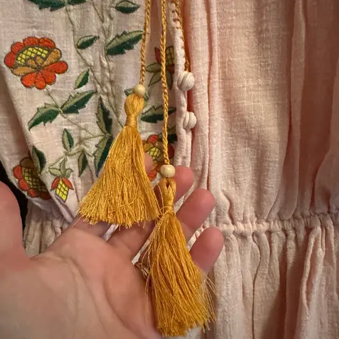 NWT Chasing Unicorns Rose Garden Cotton Embroidered Mini Dress Generous Fit Pink Size M