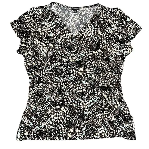 Relativity Womens Blouse Top Floral Print Ruched Sides Short Sleeve Pullover XL