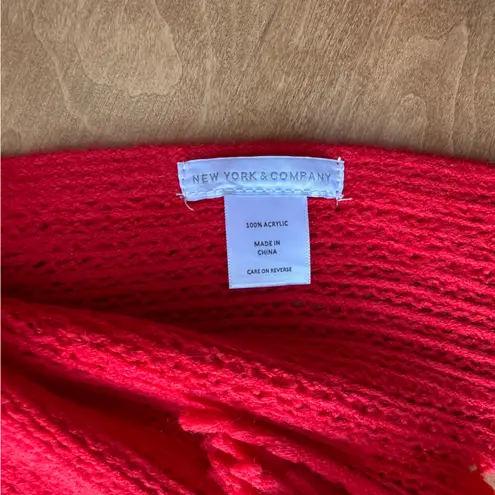 New York & Company Red Woven Fringe Scarf, Cozy Holiday Accessories