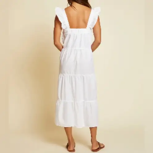 Nation Ltd Camille Easy Sundress White Small Midi Tiered Ruffles