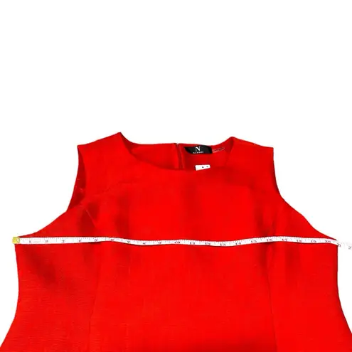 Natori N Jacquard Plisse Sleeveless Sheath Dress Size 16 NWT $169 Red Orange