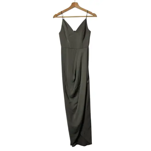 Shona joy Revolve Stellar Drape Olive Green Midi Dress 2