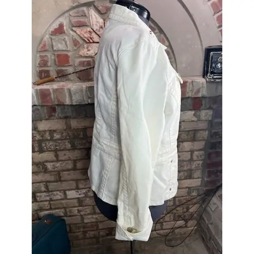 denim jacket shacket white studded collar Size M