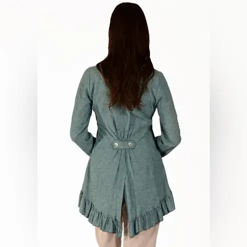Boho Lagenlook Goddess Gear Ruffle Hemp and Organic Cotton Jacket Blue Size L