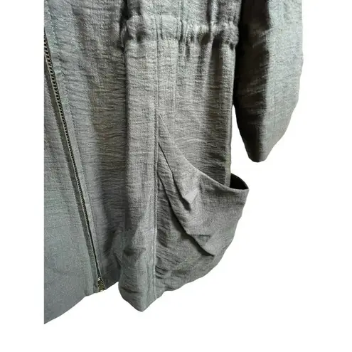 Classiques Entier Women's 3/4 Ruche Sleeve Blue Grey Tencel Lyocell Zip Jacket