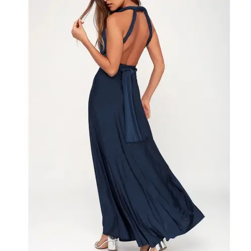 Lulus  Always Stunning Convertible Navy Blue Maxi Dress Size Small
