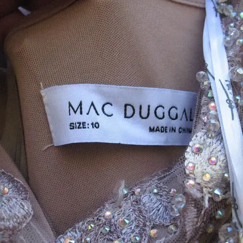 Mac Duggal 20402 Womens EMBELLISHED WRAP OVER ILLUSION LONG SLEEVE A LINE GOWN