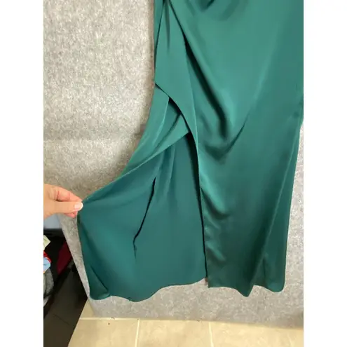 Azazie One Shoulder Emerald Green Formal Gown Bridesmaid Dress Size C
