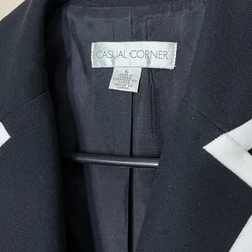 CASUAL CORNER Black White Square Neck Sheath Dress & Blazer Suit Set Size 2/6