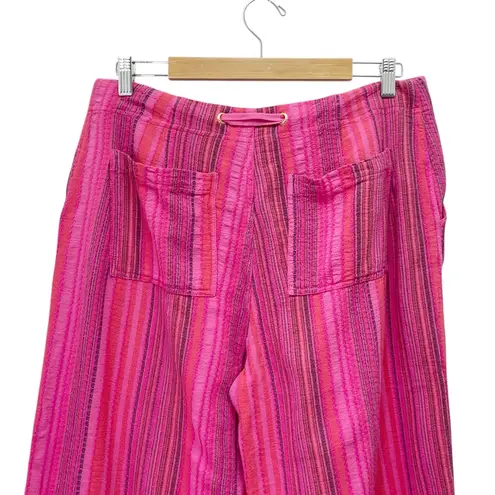 Sundance NWT Hana Stripe Pink Wide Leg Pants Size PM Medium Petite Boho Beachy