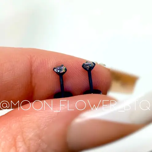 Blue Iridescent CZ Barbell Earrings – 20G Surgical Steel Studs | 3mm