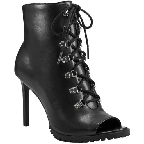 I.N.C Florita Lace Up/Zipper Black High Heel Ankle Boots Size 8.5