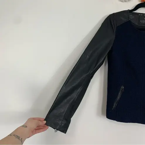 Scotch & Soda Maison Scotch Leather Wool Moto Jacket Size Medium