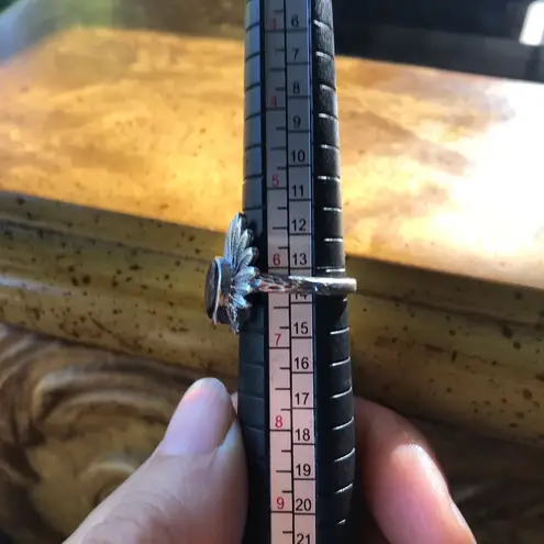 Natural Canadian Ammolite Sterling Silver Native American Feather Ring Green