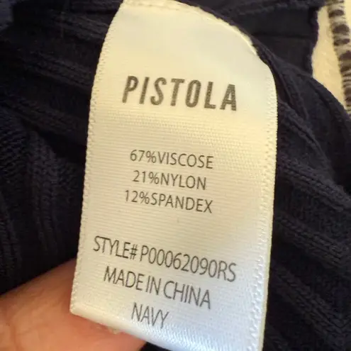 Pistola Navy Blue Betty Ribbed Asymmetric Hem Crewneck Sweater Medium