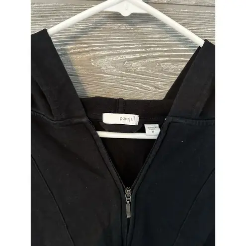 J. Jill Purejill Quarter Zip Black Pullover Size Medium Pima Cotton