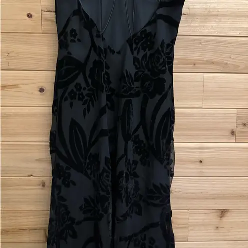 Vintage Niki Livas Small Whimsigoth Fairy Burnout Black Velvet Strappy Prom Gown