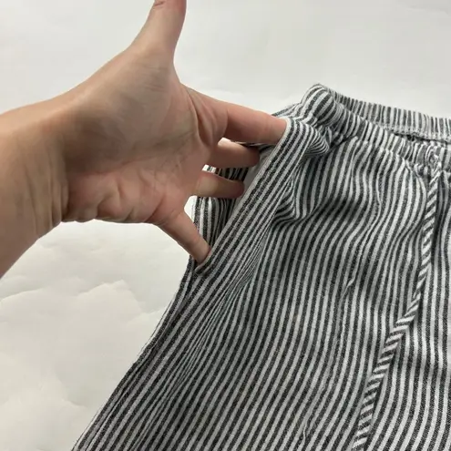 A New Day  Black Striped Linen Bend Wide Leg Lounge Pant S thumbnail 3