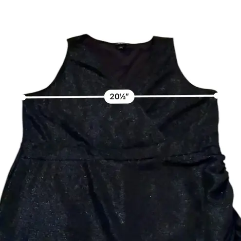 Torrid Black Metallic Mini Foil Surplice Sleeveless Tulip Dress Sz 2X Plus