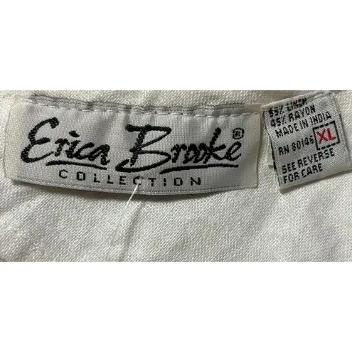 Vintage Sleeveless Top Size XL Beige White Boho Fringe Beads Western Festival Tan