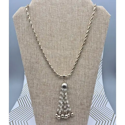 None Cute Thick Gold Tone Chain with Dangle Tassel Pendant 24" Statement Fashion