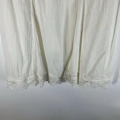 Soft Surroundings Fringe Skirt M White Cream Boho Prairie Demure Gauze