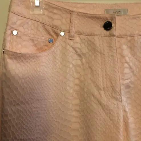 ERIC Womens Skinny Pants Size 8 Pale Peach Snake Skin Fabric Design Zip NWOT
